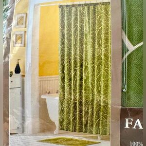 NWT Fabric Shower Curtain Botanical Leaves